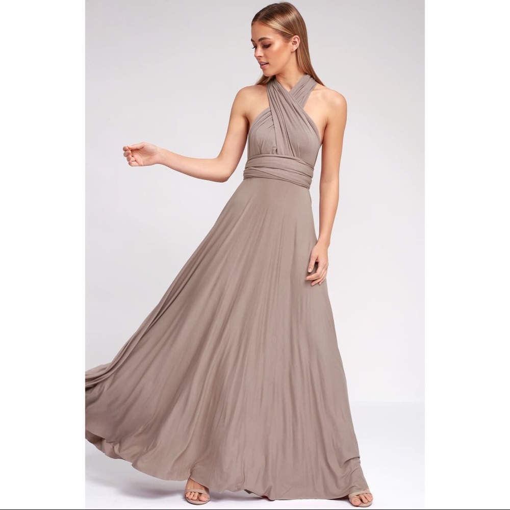 Tricks of the Trade taupe maxi dress
